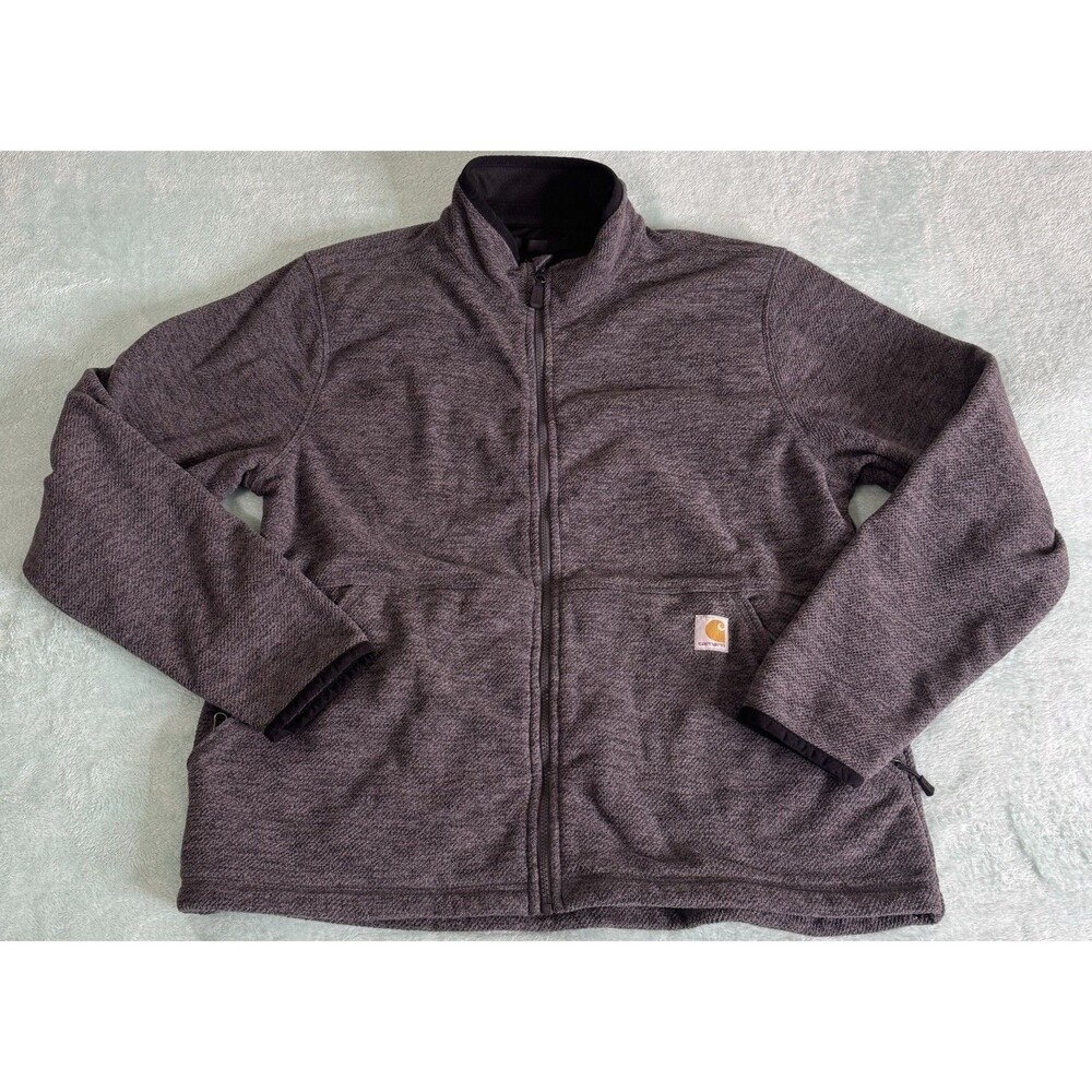 Men's Carhartt Dalton Jacket Large Gray Full Zip Fleece Outdoor Multiple Pockets